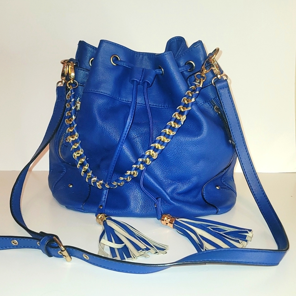 EUC Mix No. 6 Fringe tassle crossbody boho bucket bag with shoulder chain